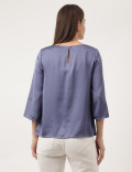 Plain Round Neck Blouson Top