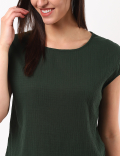 Textured Shoulder Rushed Top