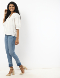 Dobby Paneled Blouse Shirt