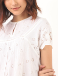 Pure Viscose Embroidered Keyhole Neck Top