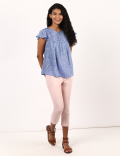 Chambray Dobby Peasant Top