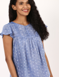Chambray Dobby Peasant Top