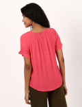 Pure Viscose Plain Keyhole Neck Top