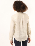 Pure Linen Plain Spread Collar Shirt