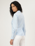 Cotton Mix Plain Spread Collar Shirt