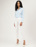 Cotton Mix Plain Spread Collar Shirt