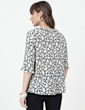 Pure Viscose Floral Print Ruffled Neck Top