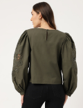 Lace Balloon Sleeves Blouse