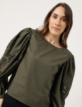 Lace Balloon Sleeves Blouse
