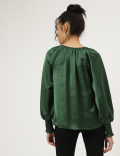 Solid Bishop Sleeves Blouse