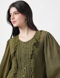 Pure Viscose Lace Round Neck Top