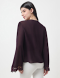 Pure Viscose Lace Round Neck Top