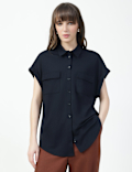 Viscose Rich Plain Spread Collar Shirt