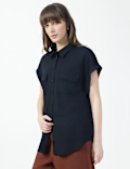 Viscose Rich Plain Spread Collar Shirt