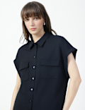 Viscose Rich Plain Spread Collar Shirt