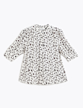 Pure Viscose Abstract Mandarin Neck Top