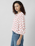 Henley Neck Puff Sleeve Shirt