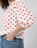 Henley Neck Puff Sleeve Shirt