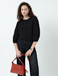Henley Neck Puff Sleeve Shirt
