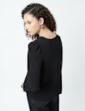 Henley Neck Puff Sleeve Shirt