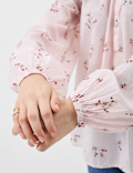 Pure Cotton Printed Balloon Sleeve Top