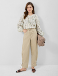 Pure Cotton Printed Balloon Sleeve Top