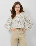 Pure Cotton Printed Balloon Sleeve Top