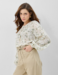 Pure Cotton Printed Balloon Sleeve Top