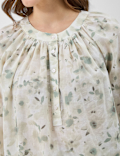 Pure Cotton Printed Balloon Sleeve Top