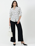 Polka Dots Spread Collar Shirt