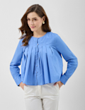 Pure Cotton Pleated Blouse