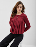 Pure Cotton Pleated Blouse