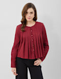 Pure Cotton Pleated Blouse