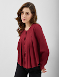 Pure Cotton Pleated Blouse