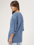 Linen Blend V-Neck Top