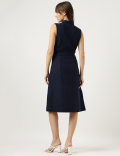 Below Knee Spread Collar A-Line Dress