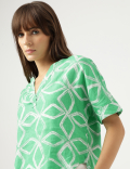 Pure Linen Round Neck Blouse