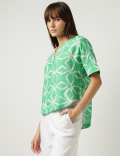 Pure Linen Round Neck Blouse