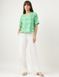 Pure Linen Round Neck Blouse