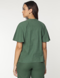 Linen Rich Flutter Sleeves Blouse