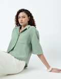 Linen Rich Lapel Collar Shirt