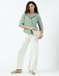 Linen Rich Lapel Collar Shirt