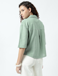 Linen Rich Lapel Collar Shirt
