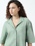 Linen Rich Lapel Collar Shirt