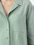 Linen Rich Lapel Collar Shirt