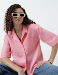 Linen Rich Lapel Collar Shirt