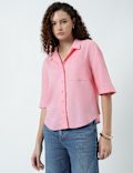 Linen Rich Lapel Collar Shirt