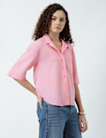 Linen Rich Lapel Collar Shirt