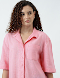 Linen Rich Lapel Collar Shirt