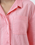 Linen Rich Lapel Collar Shirt